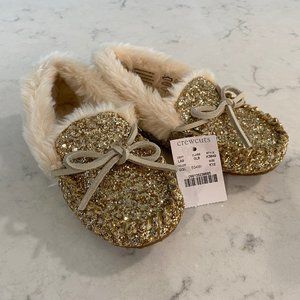 NEW Crewcuts by J. Crew Glitter Moccasin Slippers